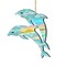 Designocracy Set of 2 Dolphins Beach Scene Wooden Christmas Ornaments 5.5"